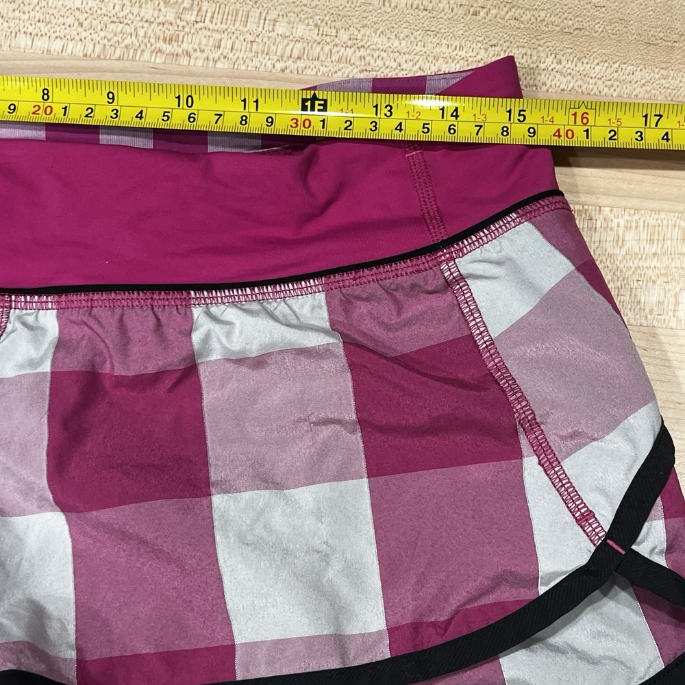 Lululemon Run Speed Short Gingham Check Reflective Swiftly Raspberry Size 8 - Picture 5 of 11